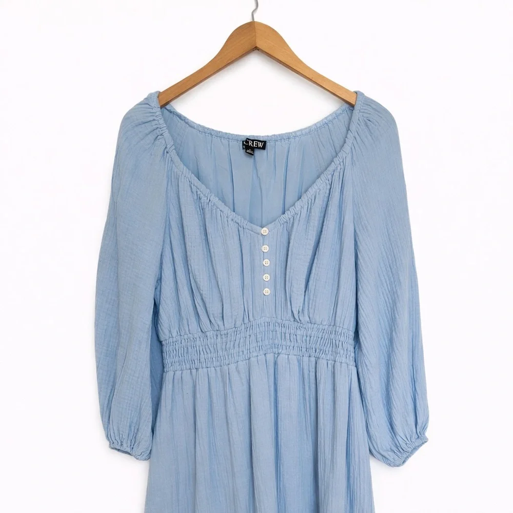 J.Crew Blue Cotton Maxi Dress | Size Small | Lined Smocked Waist | NWOT - Picture 4 of 12